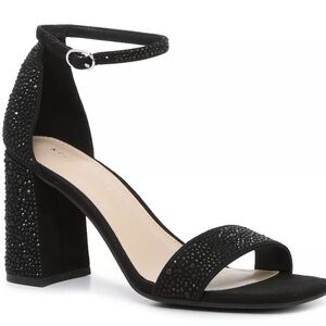 Kelly & Katie Black Sparkle Block Heels